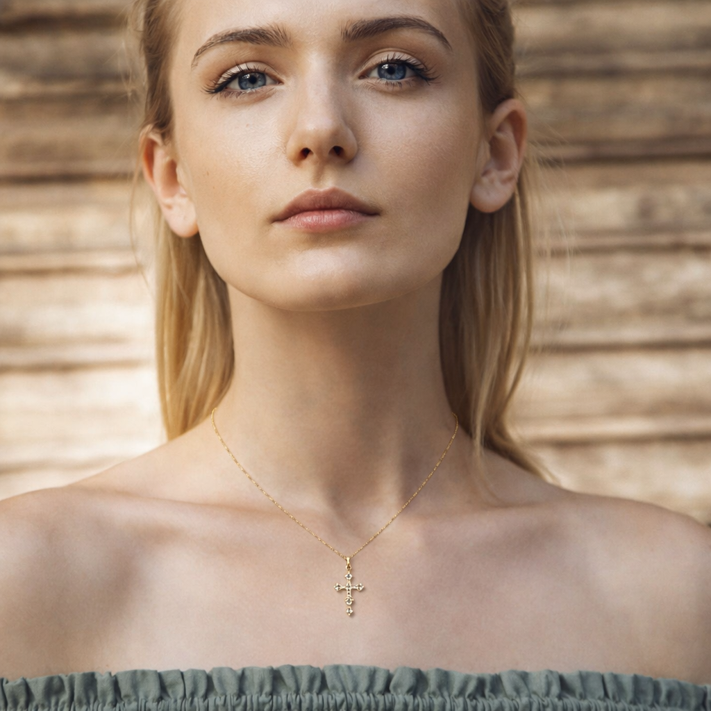 Vionarel Moissanite Cross Necklace – Symbol of Faith & Protection, Elegant Gift for Her