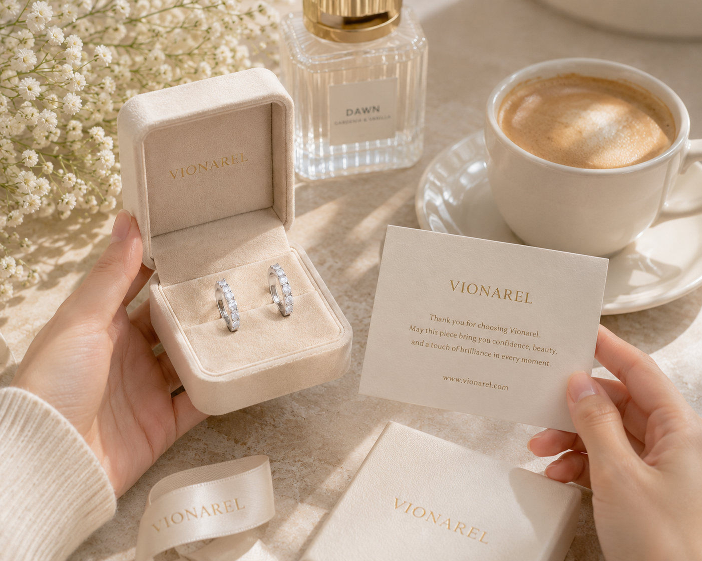 Vionarel Inside-Out Moissanite Hoop Earrings for Women – D Color VVS1 Round Cut Hoop Earrings in 925 Sterling Silver