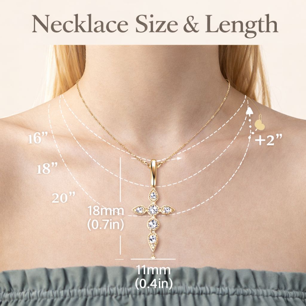 Vionarel Moissanite Cross Necklace – Symbol of Faith & Protection, Elegant Gift for Her