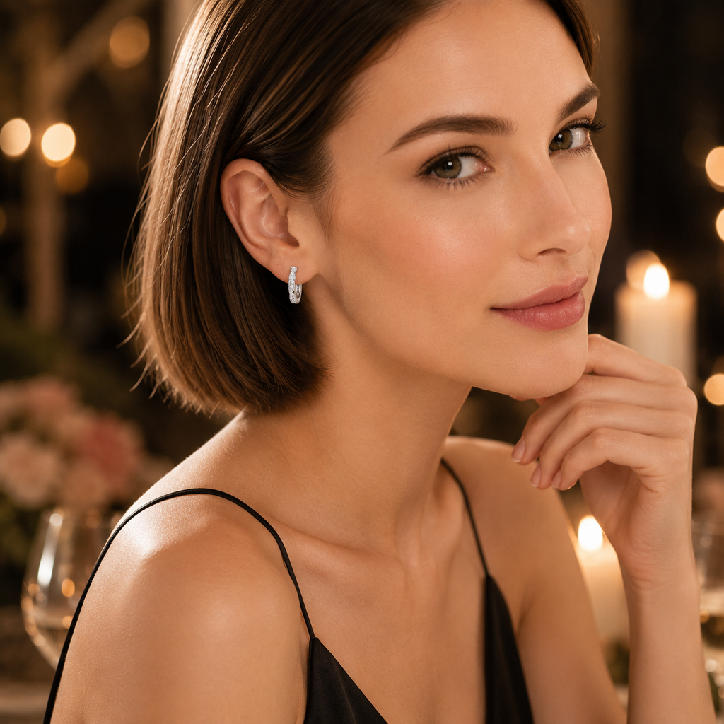 Vionarel Twisted Moissanite Hoop Earrings for Women