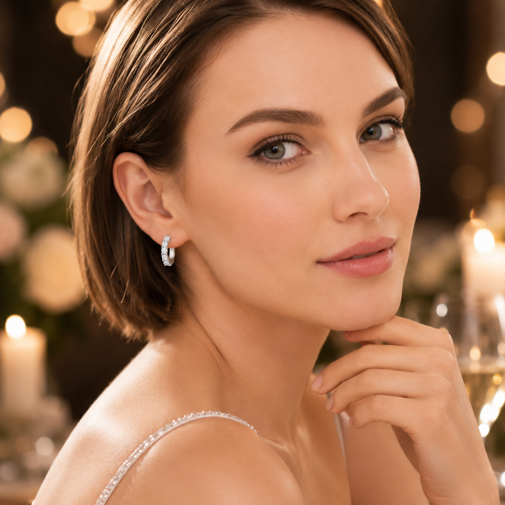 Vionarel Moissanite Hoop Earrings for Women – D Color VVS1 Inside-Out Diamond Hoop Earrings in 925 Sterling Silver
