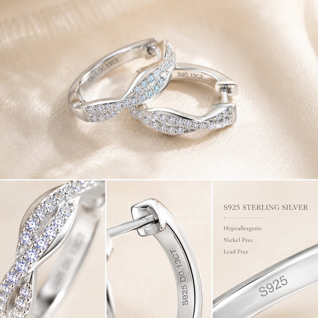 Vionarel Twisted Moissanite Hoop Earrings for Women