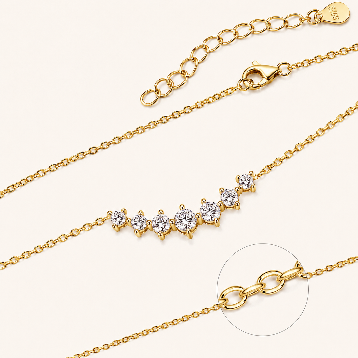 Vionarel D Color Moissanite Pendant Necklace in 18K Gold Plated Finish