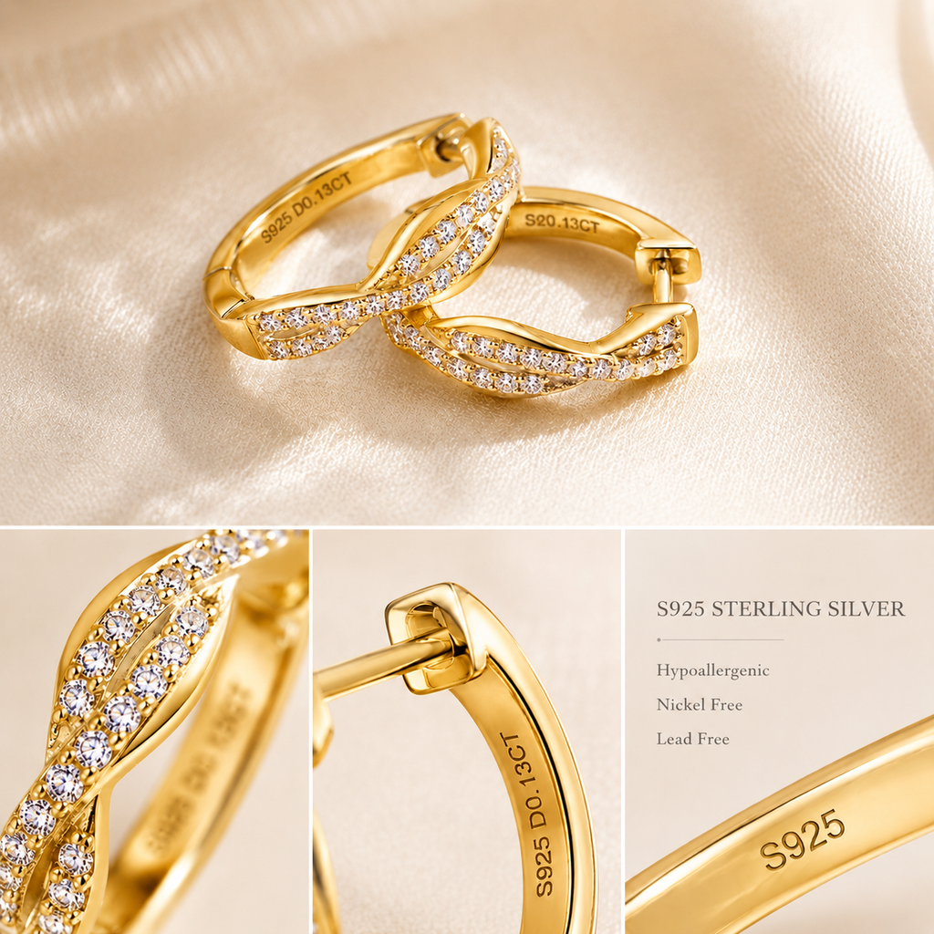 Vionarel Twisted Moissanite Hoop Earrings for Women