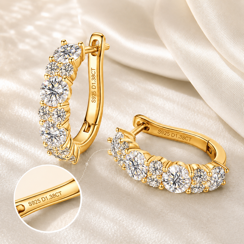 Vionarel Moissanite Hoop Earrings for Women – D Color VVS1 Inside-Out Diamond Hoop Earrings in 925 Sterling Silver