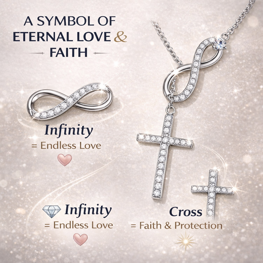 Vionarel Infinity Cross Moissanite Necklace – Symbol of Eternal Faith & Love, Elegant Gift for Her
