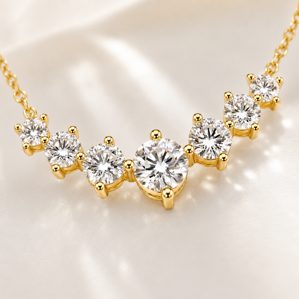 Vionarel D Color Moissanite Pendant Necklace in 18K Gold Plated Finish