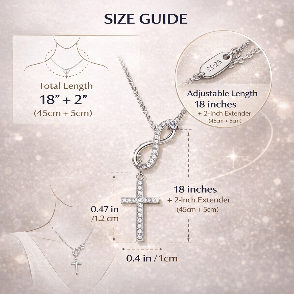 Vionarel Infinity Cross Moissanite Necklace – Symbol of Eternal Faith & Love, Elegant Gift for Her
