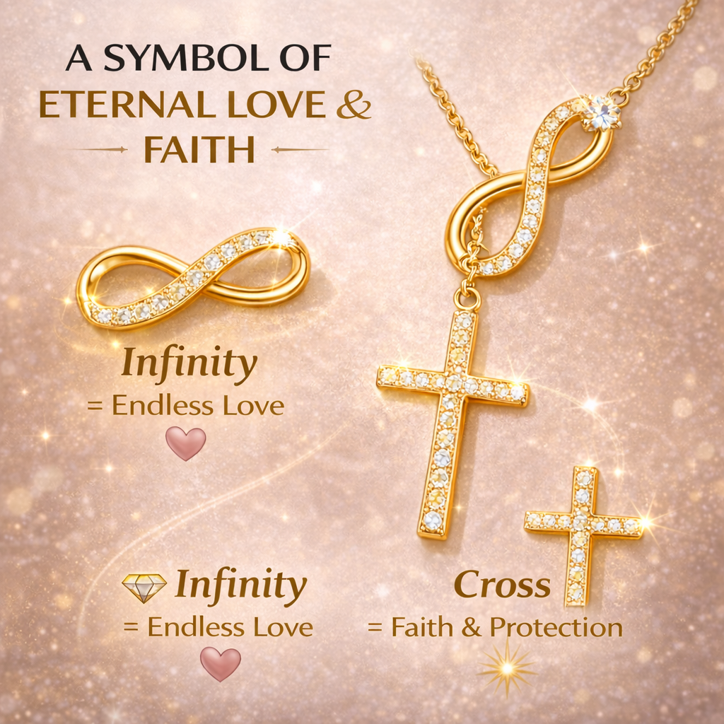 Vionarel Infinity Cross Moissanite Necklace – Symbol of Eternal Faith & Love, Elegant Gift for Her