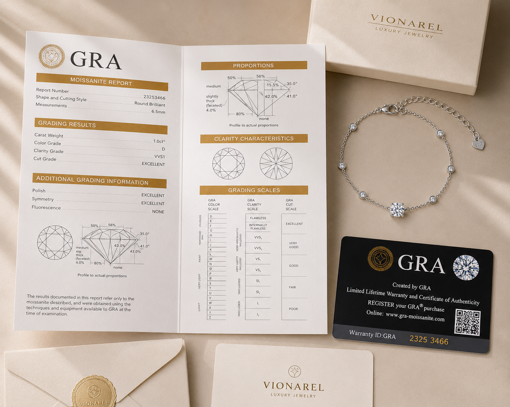 Vionarel 1CT D Color Moissanite Tennis Bracelet in 925 Sterling Silver