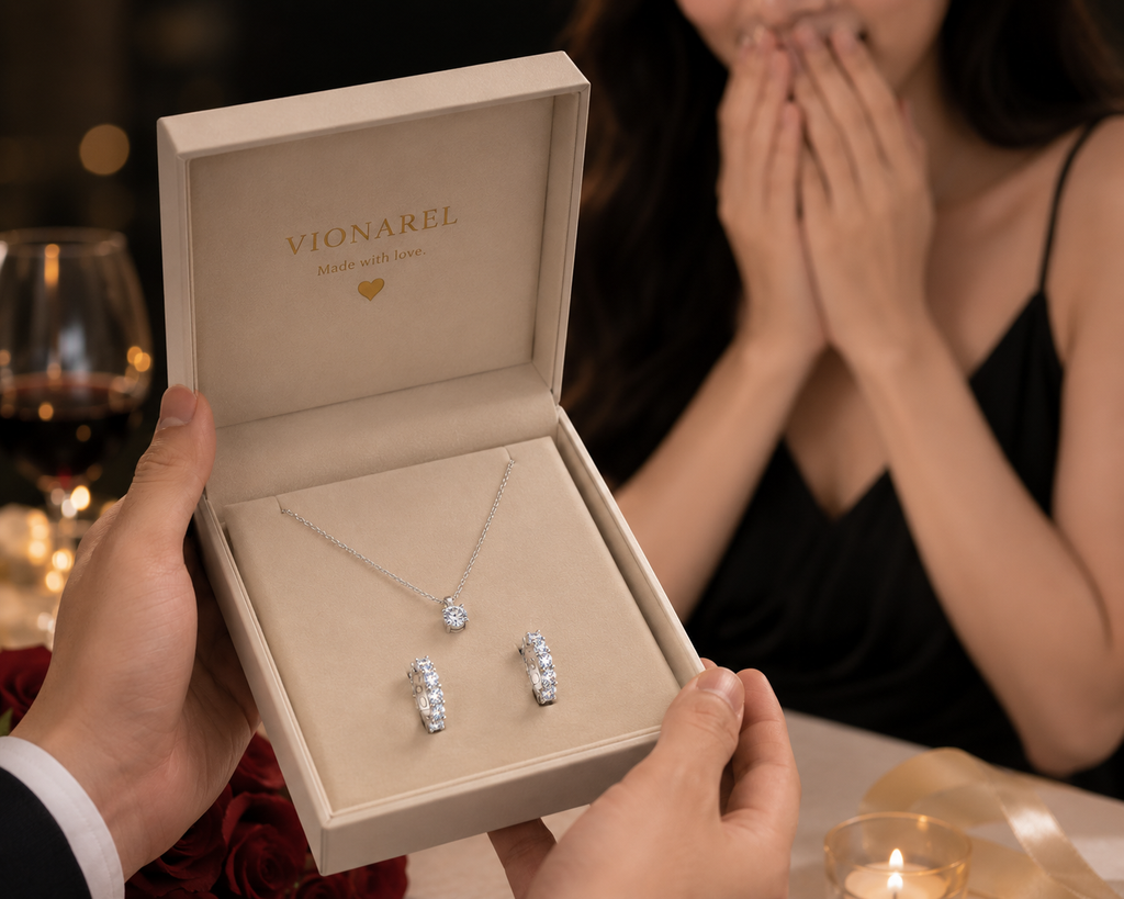 Vionarel Inside-Out Moissanite Hoop Earrings for Women – D Color VVS1 Round Cut Hoop Earrings in 925 Sterling Silver