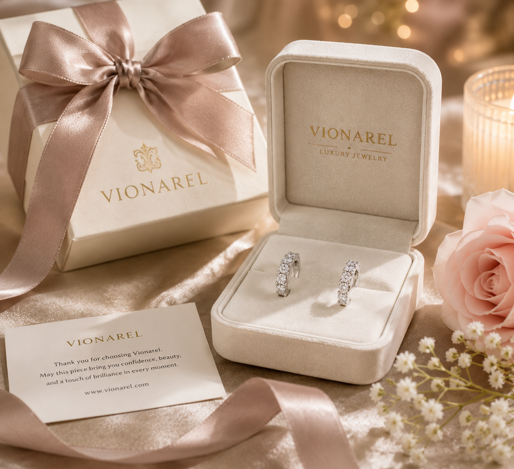 Vionarel Moissanite Hoop Earrings for Women – D Color VVS1 Inside-Out Diamond Hoop Earrings in 925 Sterling Silver