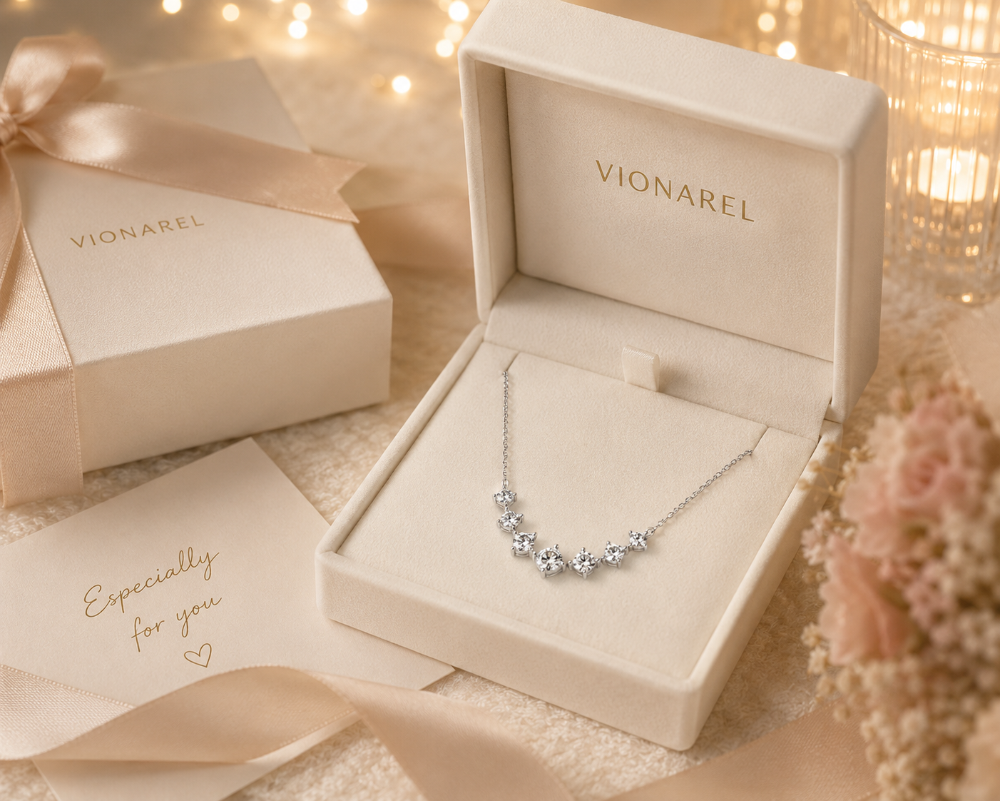 Vionarel D Color Moissanite Pendant Necklace in 18K Gold Plated Finish