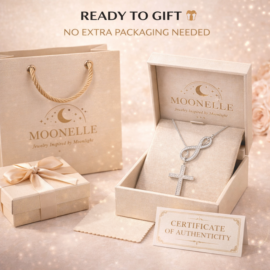 Vionarel Infinity Cross Moissanite Necklace – Symbol of Eternal Faith & Love, Elegant Gift for Her
