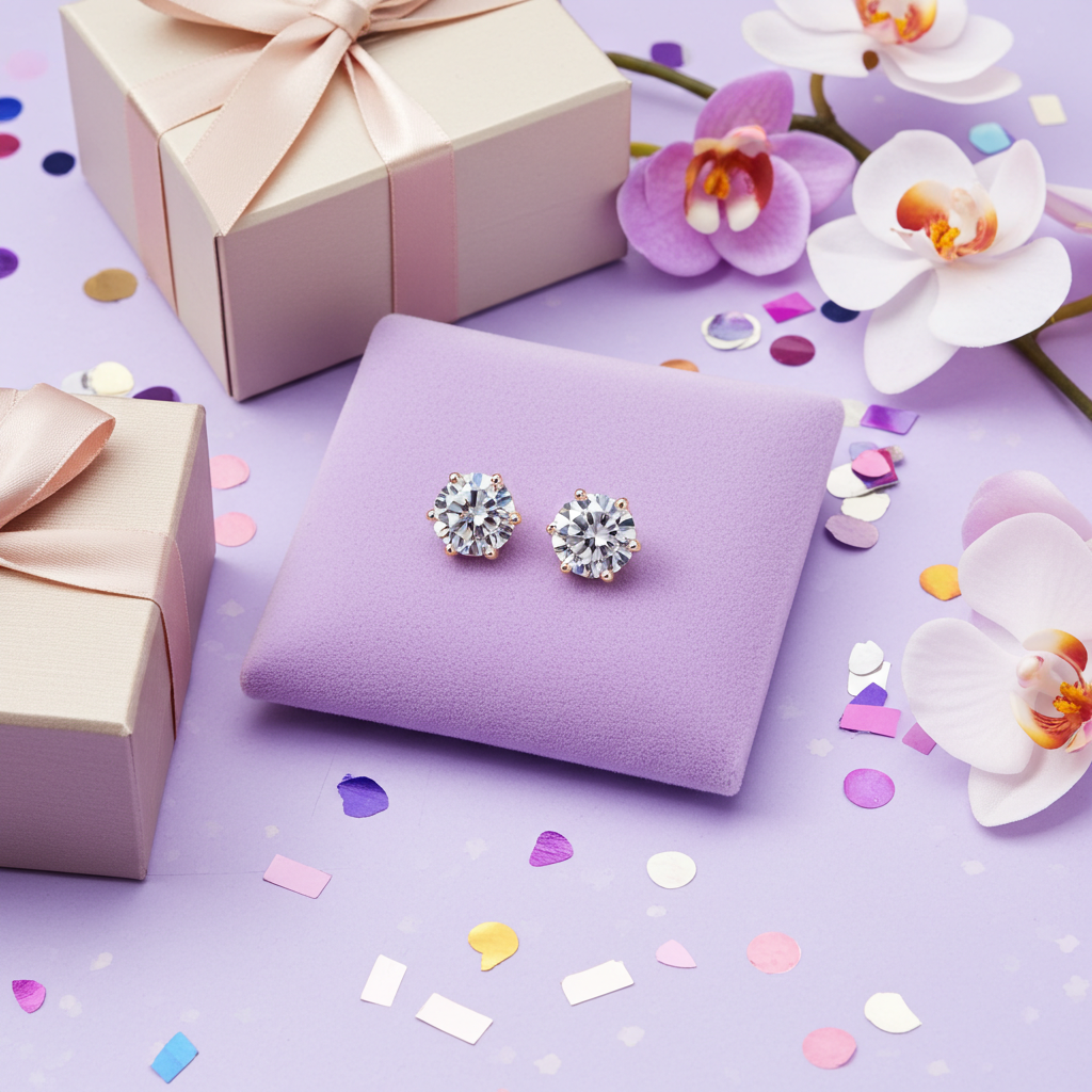 Classic 6-Prong Moissanite Earrings – Brilliant Sparkle, Perfect Gift for Her