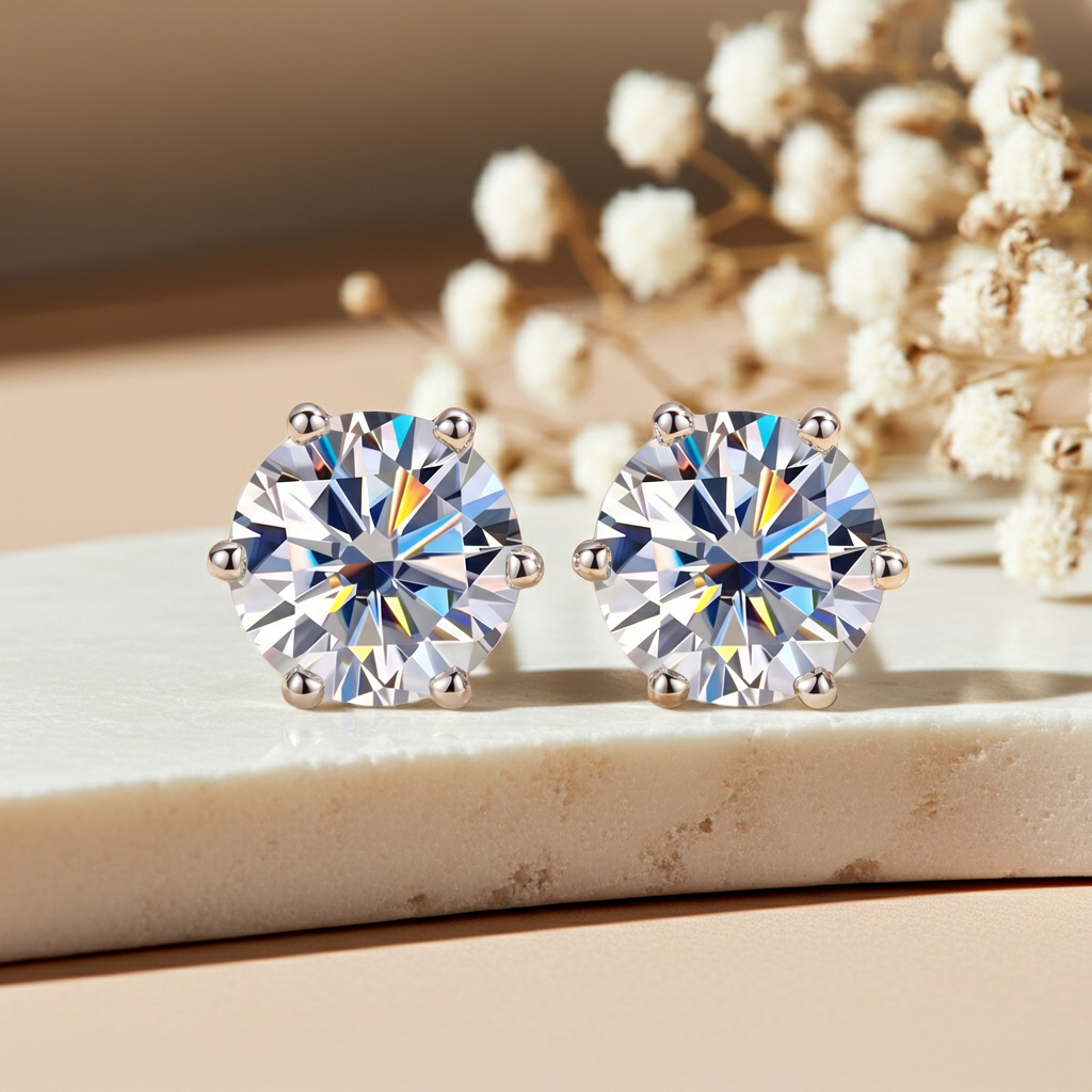 Vionarel Classic 6-Prong Moissanite Stud Earrings in 925 Sterling Silver — product image 19