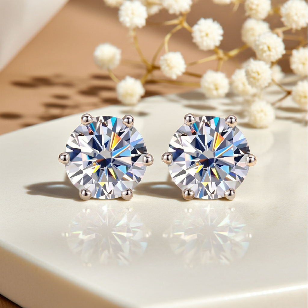 Vionarel Classic 6-Prong Moissanite Stud Earrings in 925 Sterling Silver — product image 20