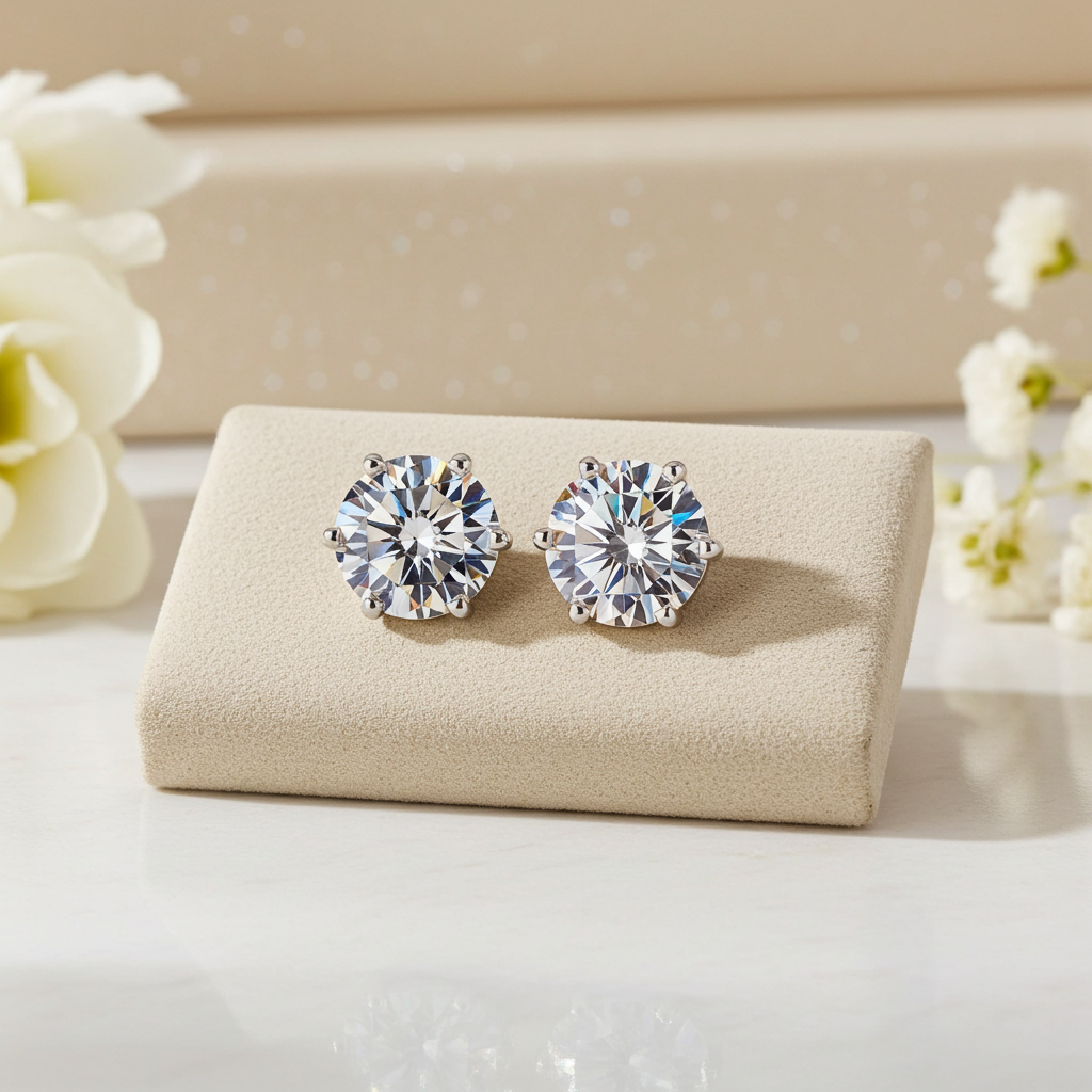 Vionarel Classic 6-Prong Moissanite Stud Earrings in 925 Sterling Silver — product image 21