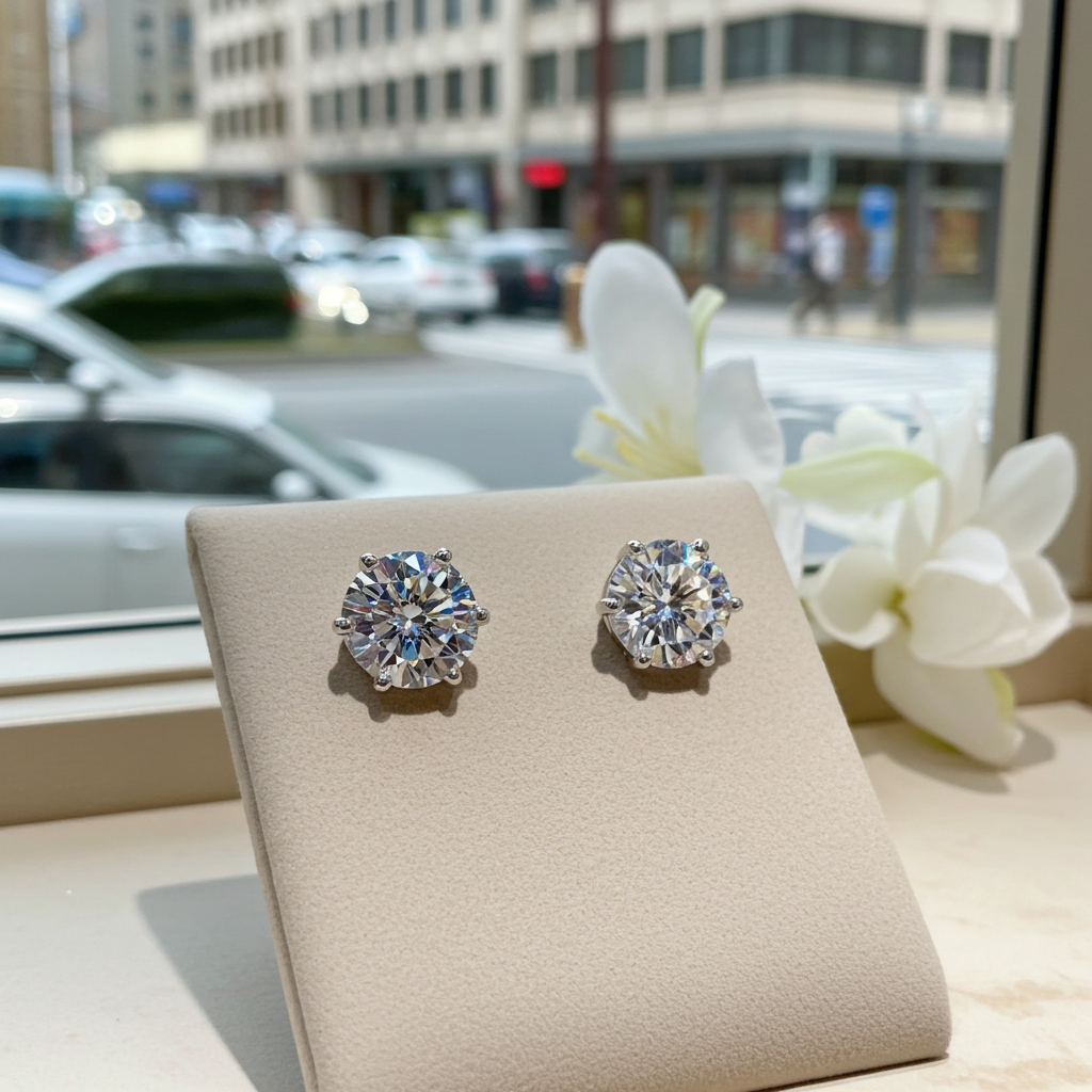 Vionarel Classic 6-Prong Moissanite Stud Earrings in 925 Sterling Silver — product image 22