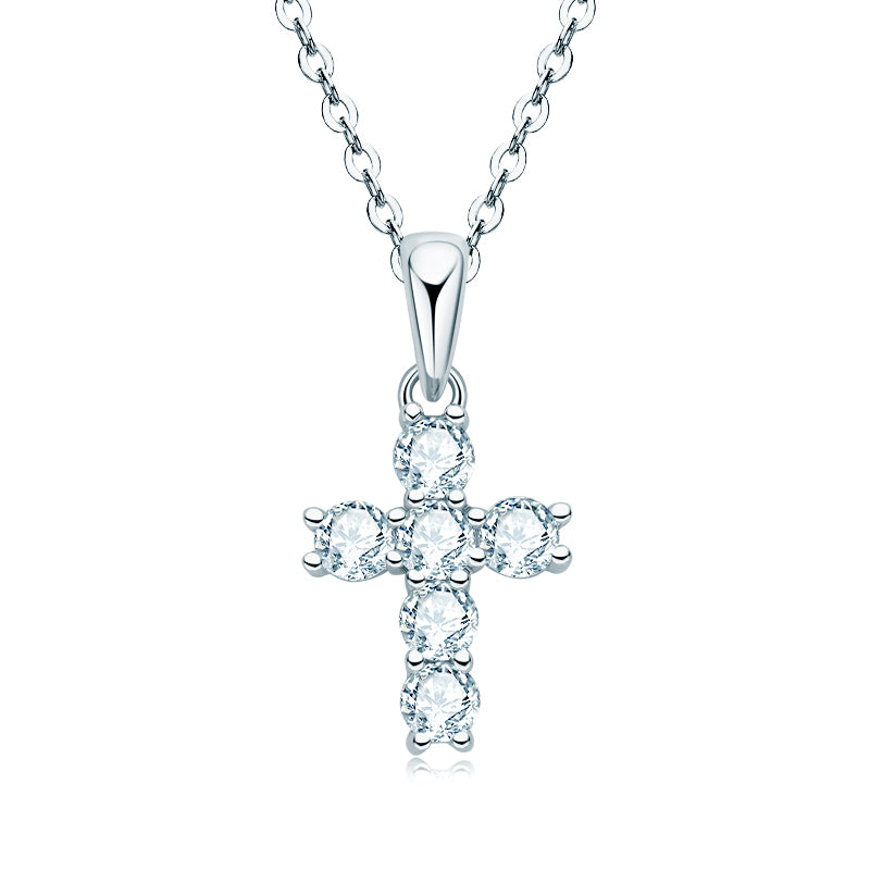 Moissanite Cross Necklace – Symbol of Faith & Protection, Elegant Gift for Her