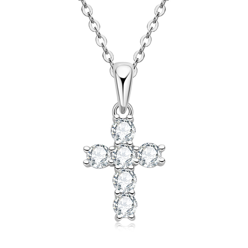 Moissanite Cross Necklace – Symbol of Faith & Protection, Elegant Gift for Her