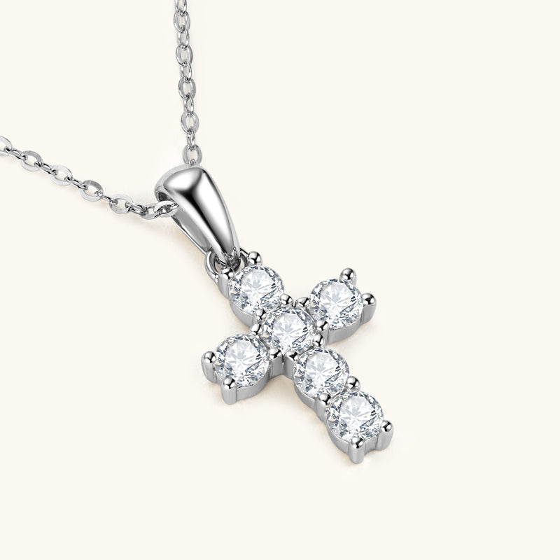 Moissanite Cross Necklace – Symbol of Faith & Protection, Elegant Gift for Her