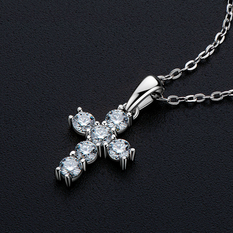 Moissanite Cross Necklace – Symbol of Faith & Protection, Elegant Gift for Her