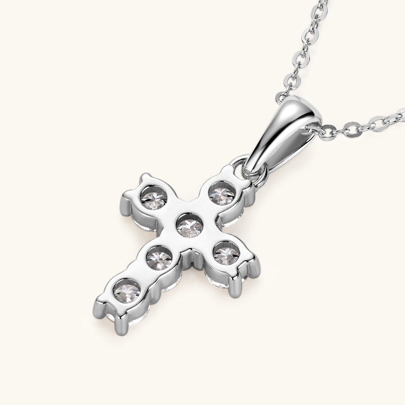 Moissanite Cross Necklace – Symbol of Faith & Protection, Elegant Gift for Her