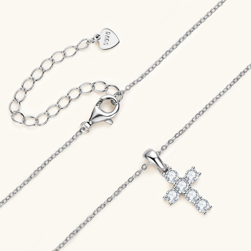Moissanite Cross Necklace – Symbol of Faith & Protection, Elegant Gift for Her