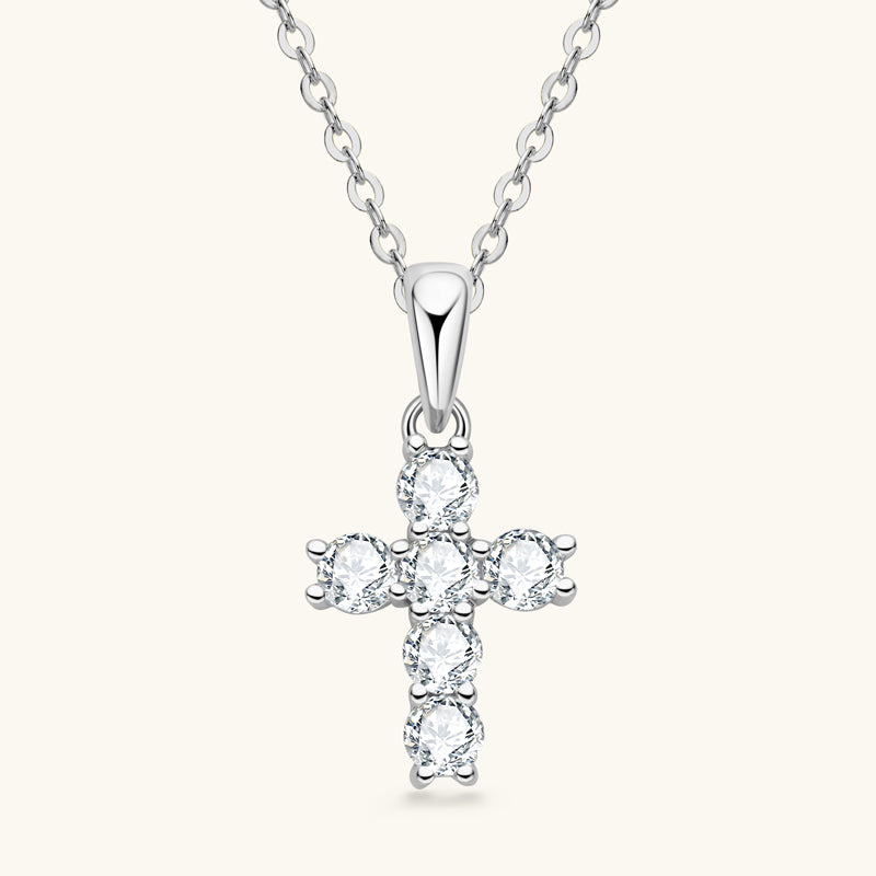 Moissanite Cross Necklace – Symbol of Faith & Protection, Elegant Gift for Her