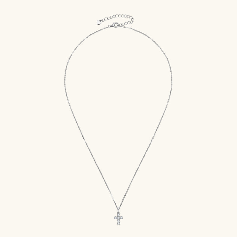 Moissanite Cross Necklace – Symbol of Faith & Protection, Elegant Gift for Her