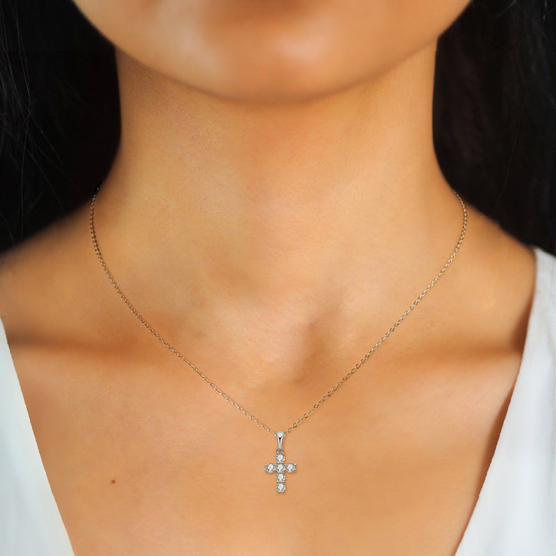 Moissanite Cross Necklace – Symbol of Faith & Protection, Elegant Gift for Her