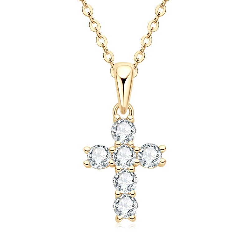 Moissanite Cross Necklace – Symbol of Faith & Protection, Elegant Gift for Her