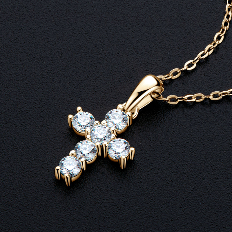 Moissanite Cross Necklace – Symbol of Faith & Protection, Elegant Gift for Her