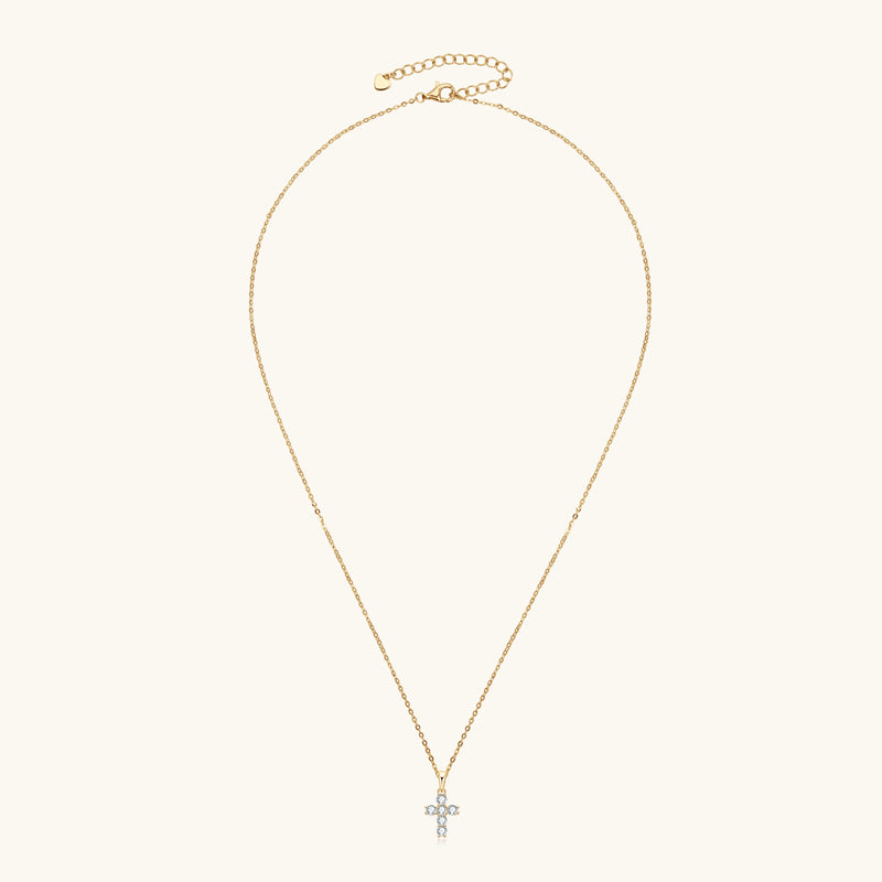 Moissanite Cross Necklace – Symbol of Faith & Protection, Elegant Gift for Her