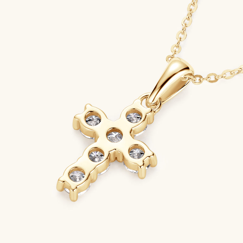 Moissanite Cross Necklace – Symbol of Faith & Protection, Elegant Gift for Her