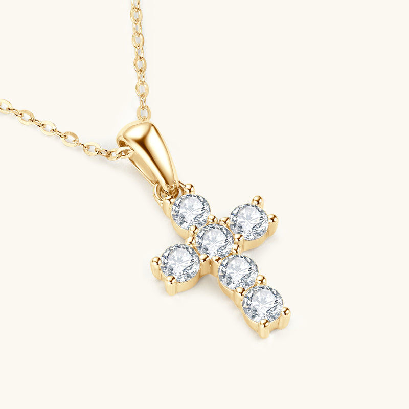 Moissanite Cross Necklace – Symbol of Faith & Protection, Elegant Gift for Her