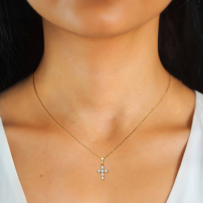 Moissanite Cross Necklace – Symbol of Faith & Protection, Elegant Gift for Her