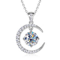 Moon & Star Moissanite Necklace – Celestial Sparkle, Elegant Gift for Her