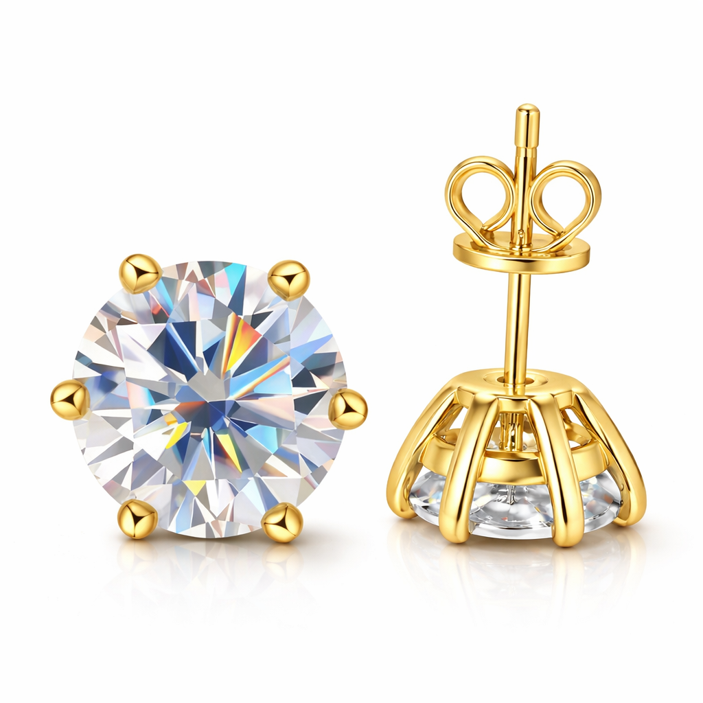 Classic 6-Prong Moissanite Earrings – Brilliant Sparkle, Perfect Gift for Her