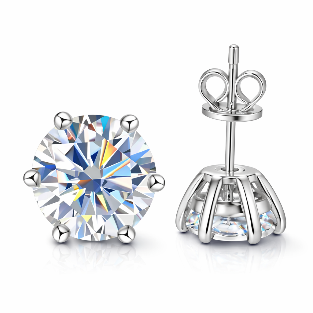 Classic 6-Prong Moissanite Earrings – Brilliant Sparkle, Perfect Gift for Her