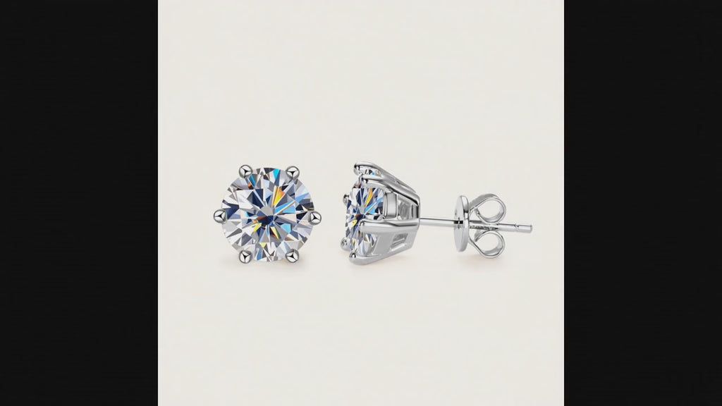 Classic 6-Prong Moissanite Earrings – Brilliant Sparkle, Perfect Gift for Her
