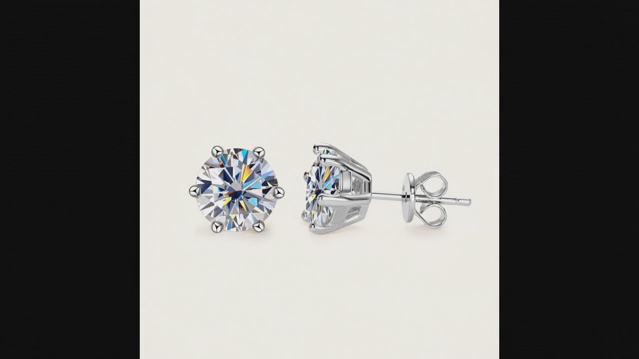 Classic 6-Prong Moissanite Earrings – Brilliant Sparkle, Perfect Gift for Her